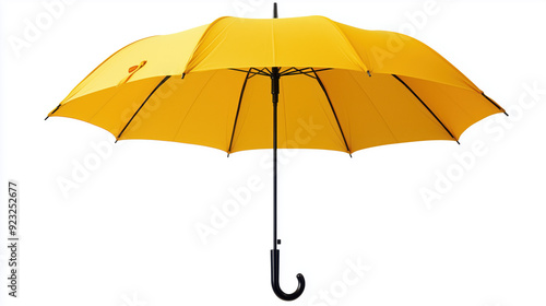 Umbrella, a top-view of an yellow umbrella isolated on a white background 