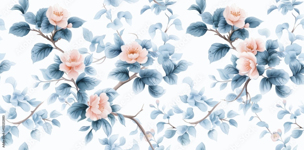 A seamless watercolor pattern featuring Ming Dynasty motifs, embodying historic elegance. A seamless watercolor pattern featuring Ming Dynasty motifs, embodying historic elegance.