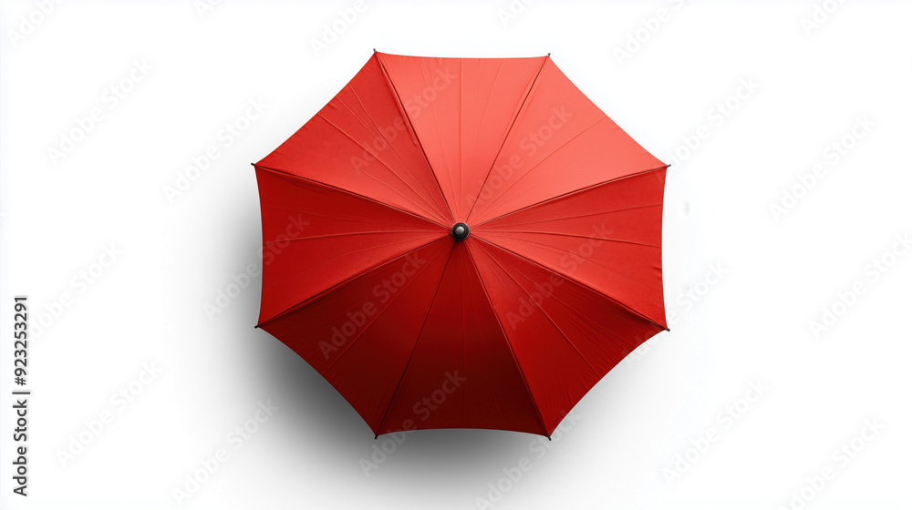 Umbrella, a top-view of a red umbrella isolated on a white background Umbrella, a top-view of a red umbrella isolated on a white background