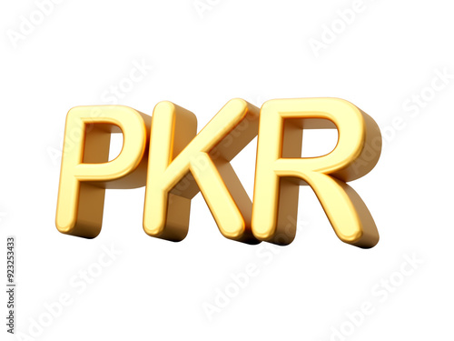 3d Golden Shiny Pakistani Rupee PKR Currency Icon Isolated On White Background, 3d illustration 