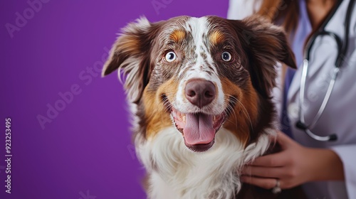 Australian Shepherd Dog Undergoing General Health Check by Female Veterinarian Generative AI