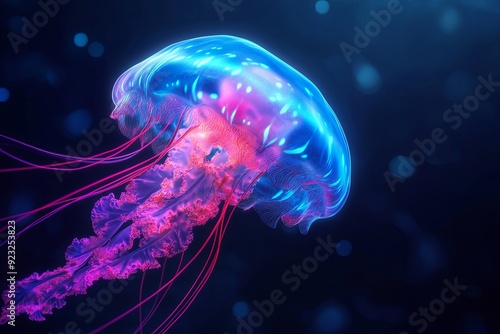 A mesmerizing jellyfish drifting through the deep ocean