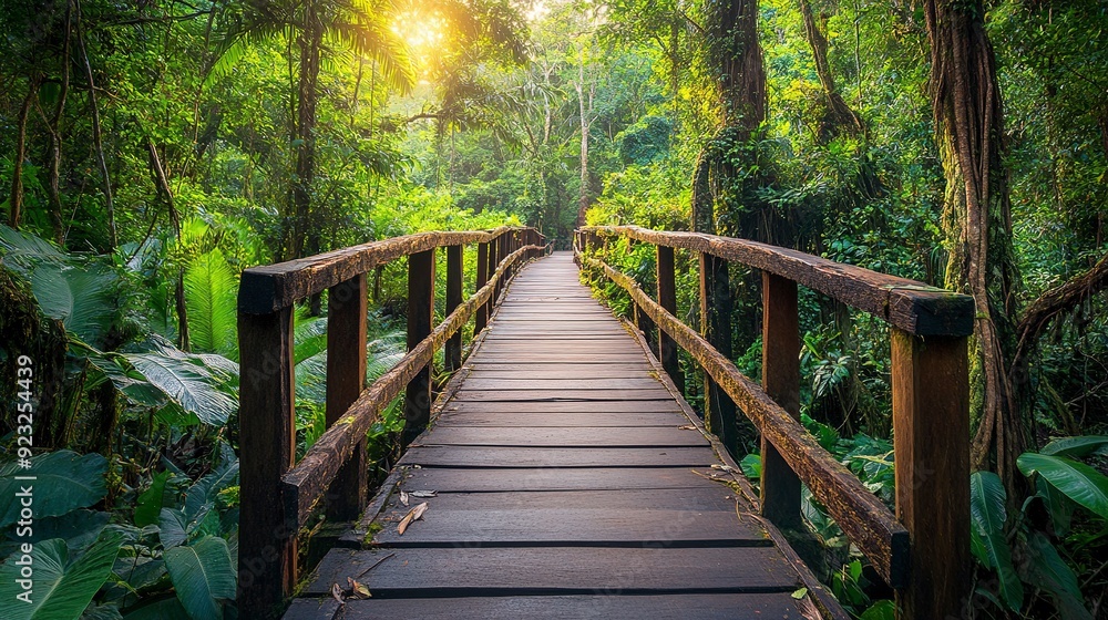 Obraz premium The largest tropical rainforest in the world Filled with rare wildlife and lush greenery. Tourists like to come for adventure and see nature.