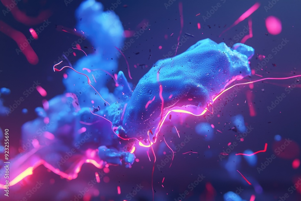 Naklejka premium Abstract representation of color and energy with vibrant blue and pink elements, creating a dynamic and captivating visual effect.