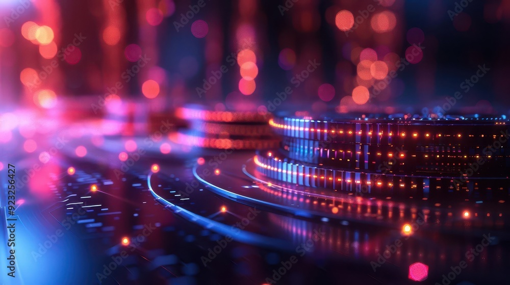 A vibrant abstract background featuring glowing circles and lines, perfect for tech designs and futuristic concepts. A vibrant abstract background featuring glowing circles and lines, perfect for tech designs and futuristic concepts.