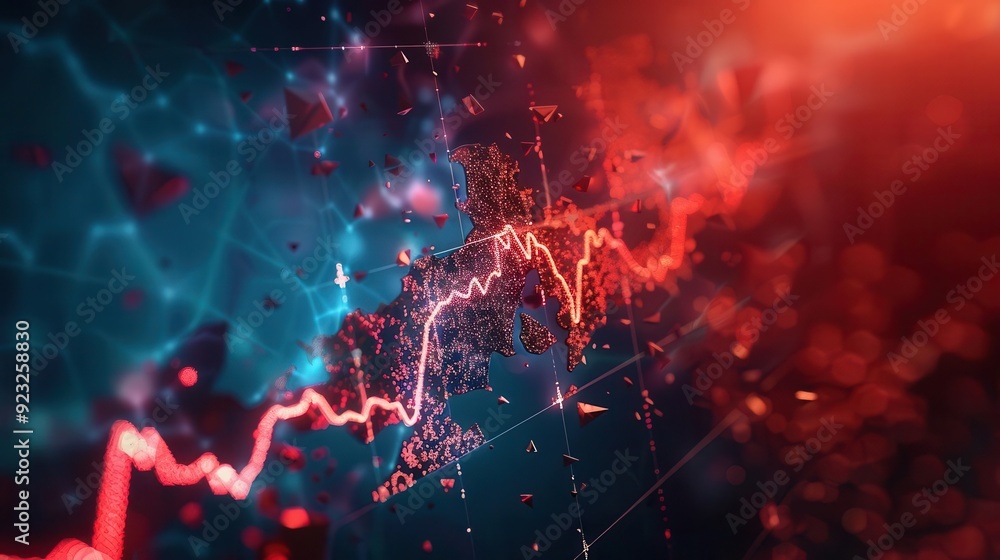 Dynamic abstract background representing data trends, technology, and finance with vibrant colors and patterns. Dynamic abstract background representing data trends, technology, and finance with vibrant colors and patterns.