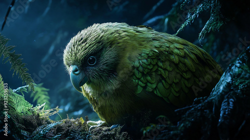 close up of green wild parrot