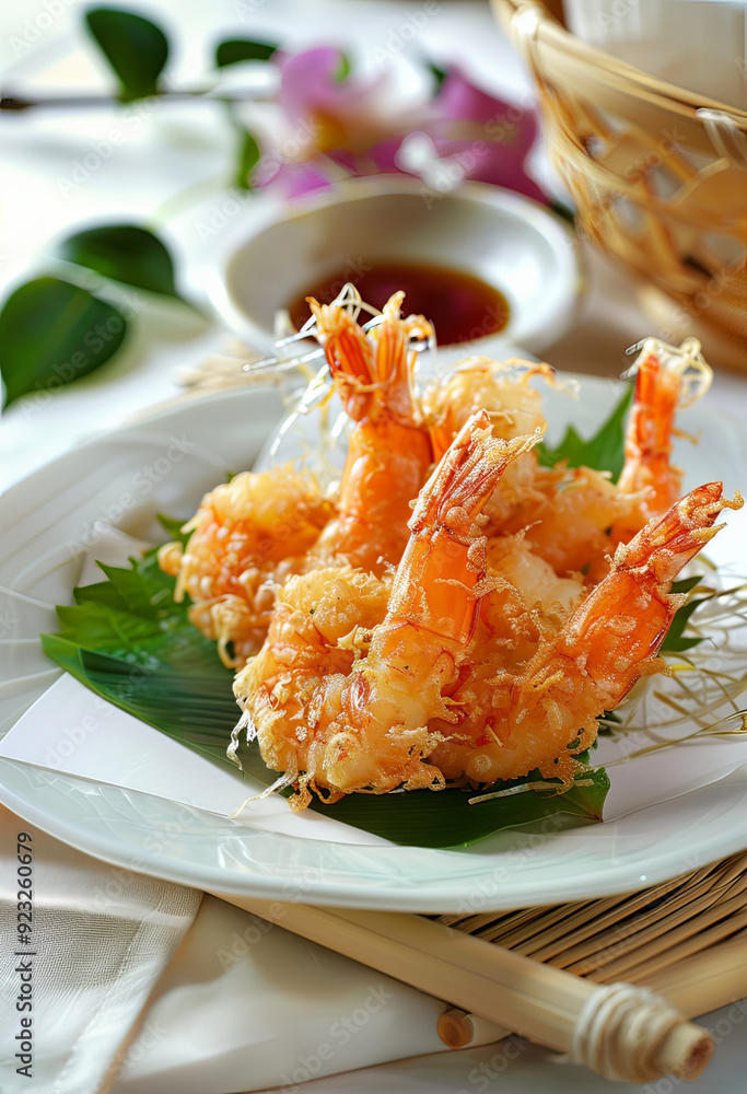 Tempura fried shrimp, arranged in pieces, generative ai Tempura fried shrimp, arranged in pieces, generative ai