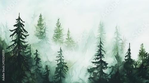 Mystical Foggy Forest Landscape for Fantasy and Adventure Generative AI