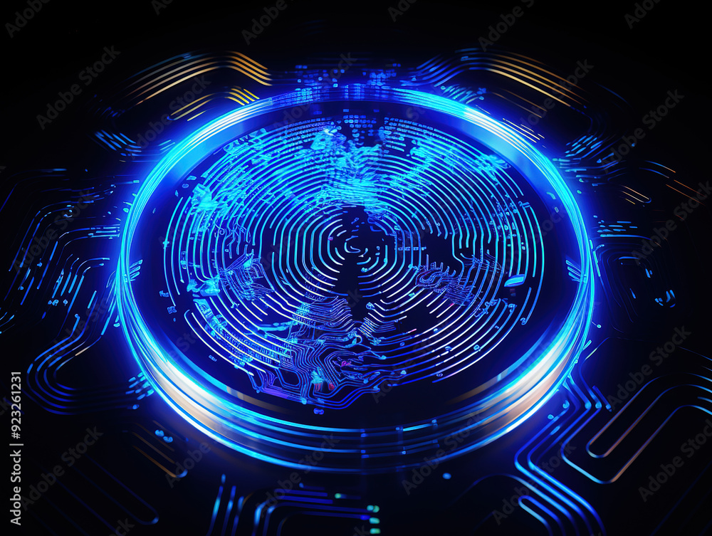 Exceptional digital fingerprint system on motherboard backgrounds, digital security concepts Exceptional digital fingerprint system on motherboard backgrounds, digital security concepts