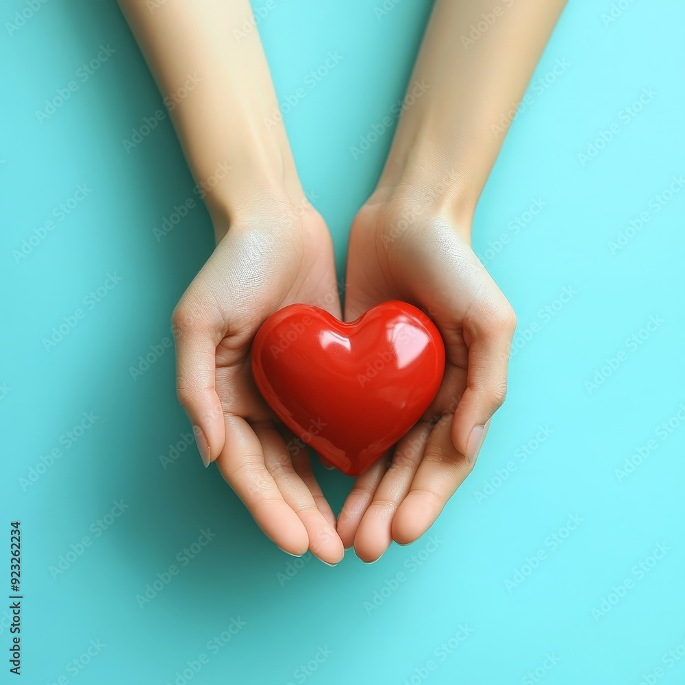 Hands Cradling Red Heart Symbol of Love and Care Hands Cradling Red Heart Symbol of Love and Care