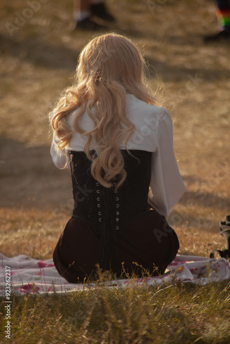 A blonde in a medieval attire