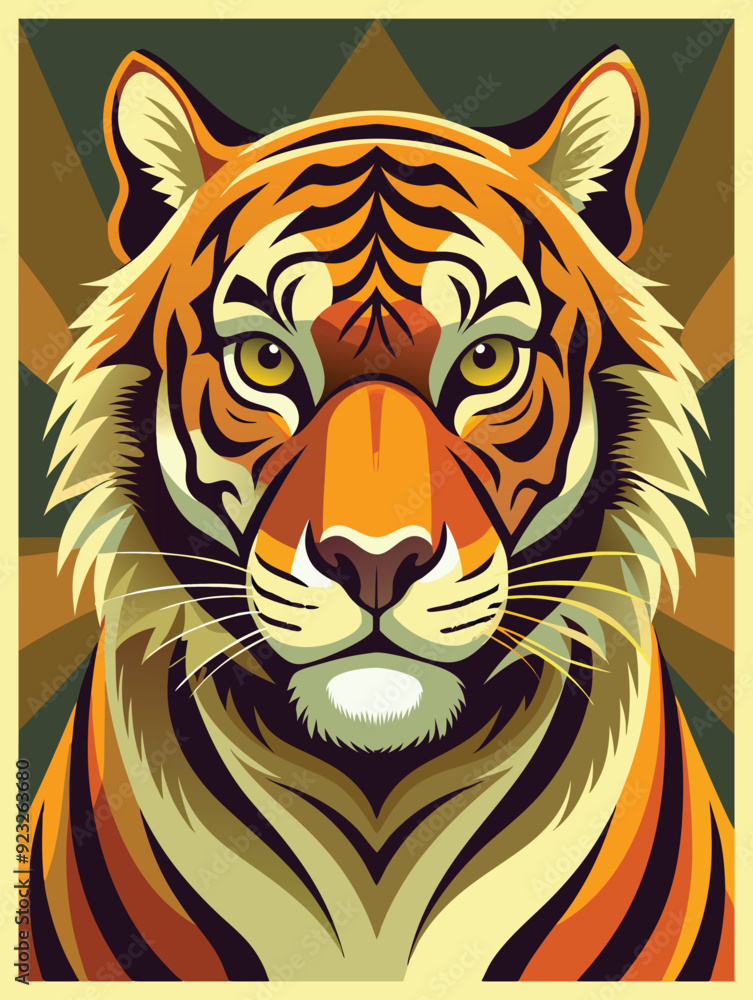 Fototapeta premium retro Siberian tiger vector design