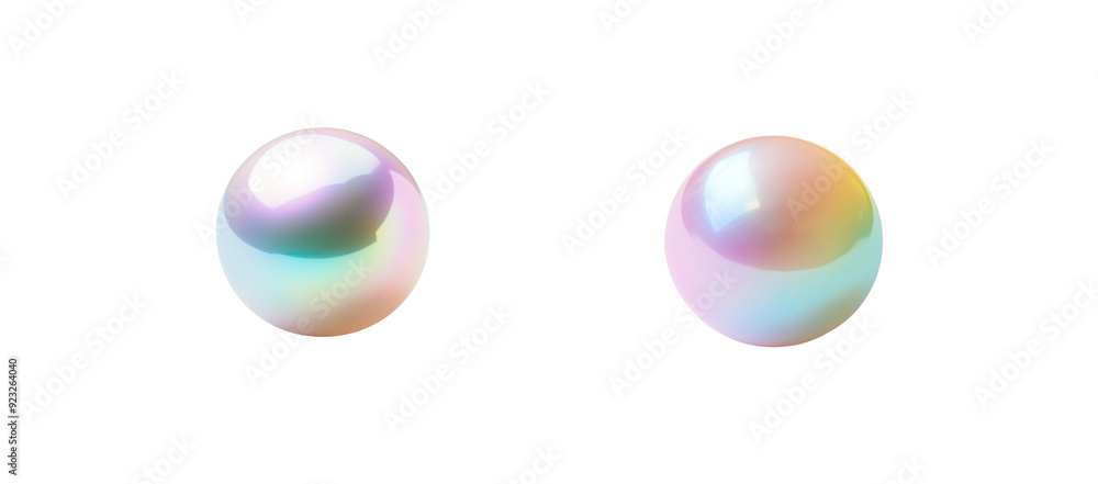 A set of pastel rainbow pearls with a soft gradient from pink to blue A set of pastel rainbow pearls with a soft gradient from pink to blue