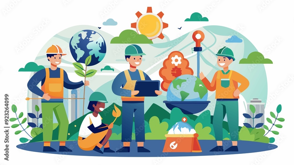 Fototapeta premium Environmental Scientists are monitor environmental conditions, develop strategies to minimize environmental impact, and collaborate with stakeholders to ensure the long-term sustainability