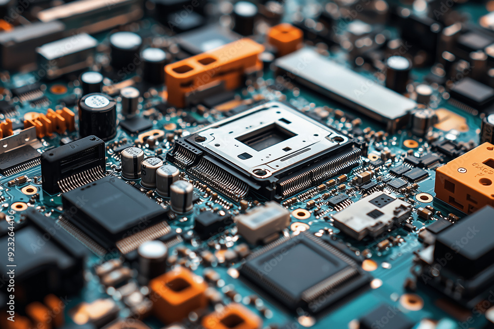 Close-up of a Circuit Board with Microchip Close-up of a Circuit Board with Microchip