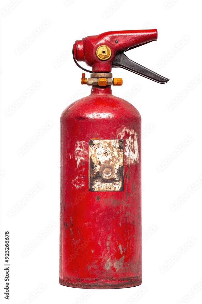 Obraz premium Red fire extinguisher with black handle