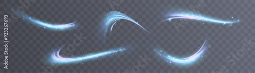 Light and bright Twirl. Curved blue line light effect. High-speed light energy effect for game characters action