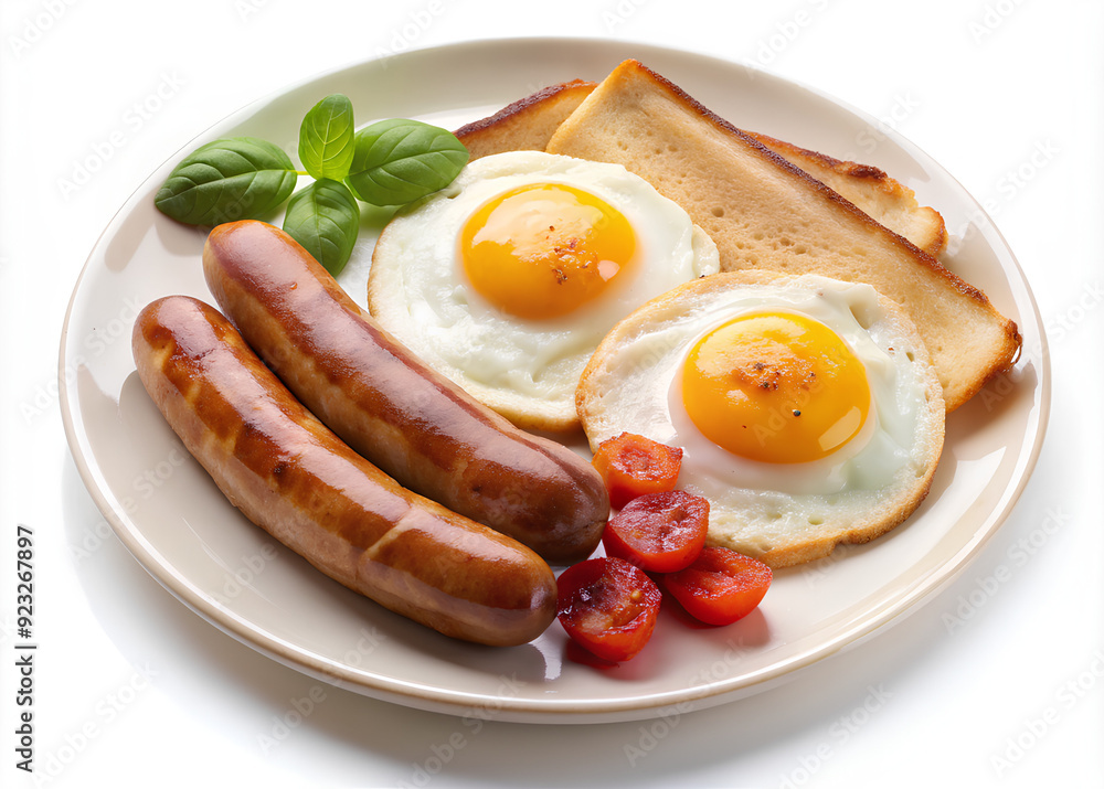 Sausage breakfast on white background Sausage breakfast on white background