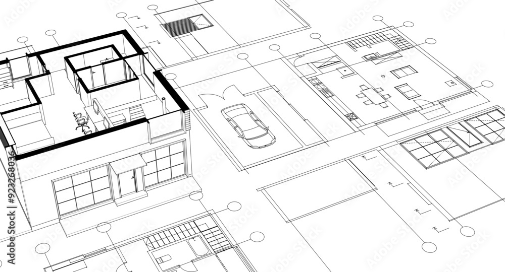 house architectural project sketch 3d illustration house architectural project sketch 3d illustration