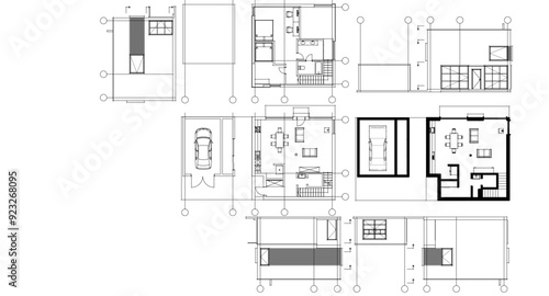 house architectural project sketch 3d illustration	
