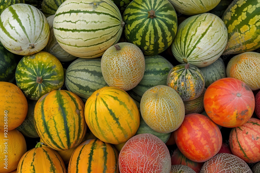 Melons: Juicy and Colorful Mix of Tropical Exotic Fruits and Vegetables Melons: Juicy and Colorful Mix of Tropical Exotic Fruits and Vegetables