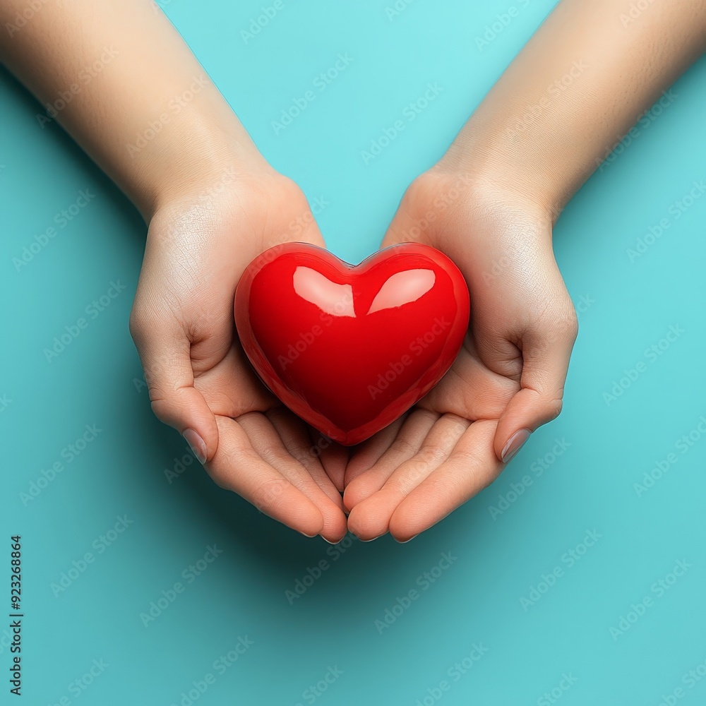 Hands Cradling Red Heart Symbol of Love and Care Hands Cradling Red Heart Symbol of Love and Care