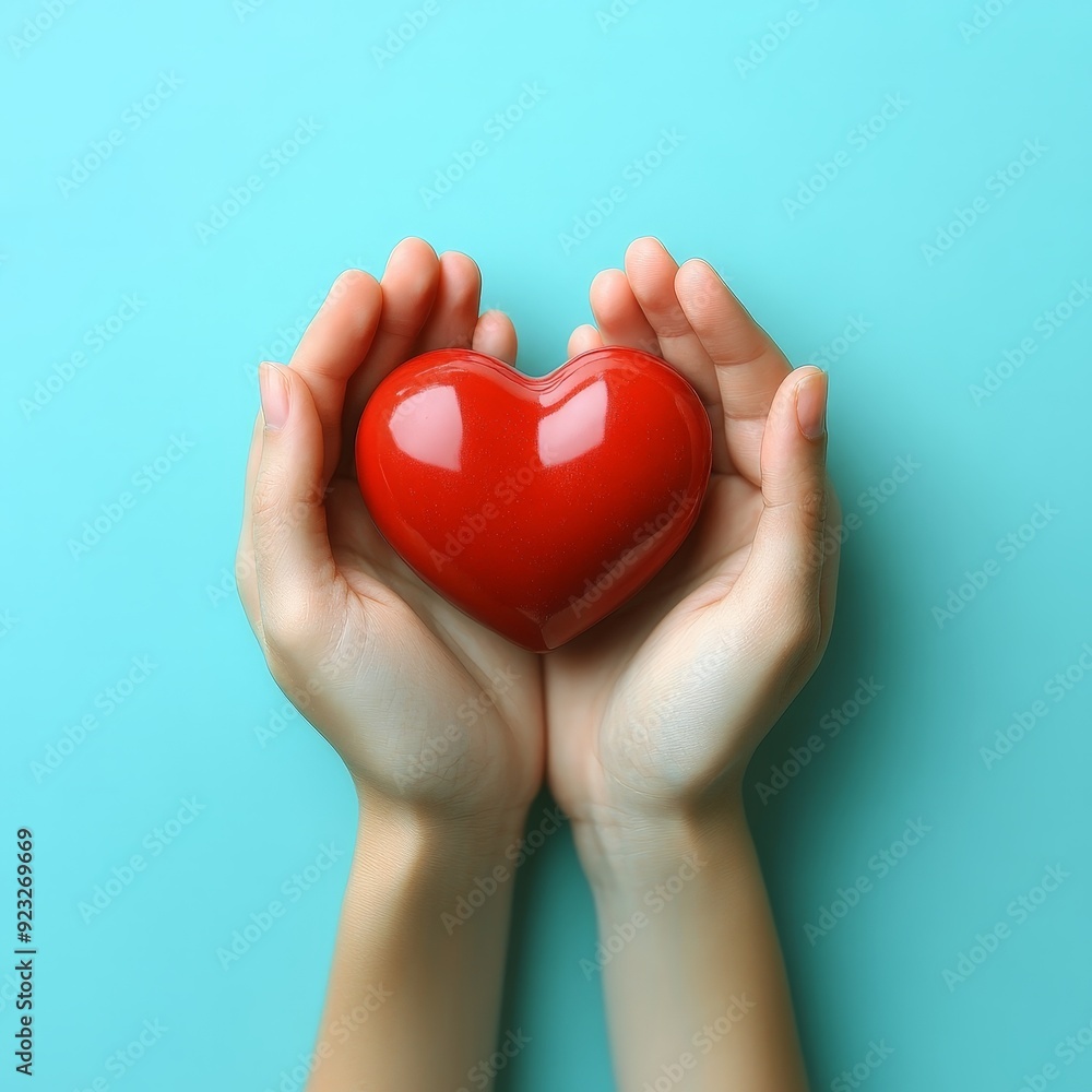 Hands Cradling Red Heart Symbol of Love and Care Hands Cradling Red Heart Symbol of Love and Care