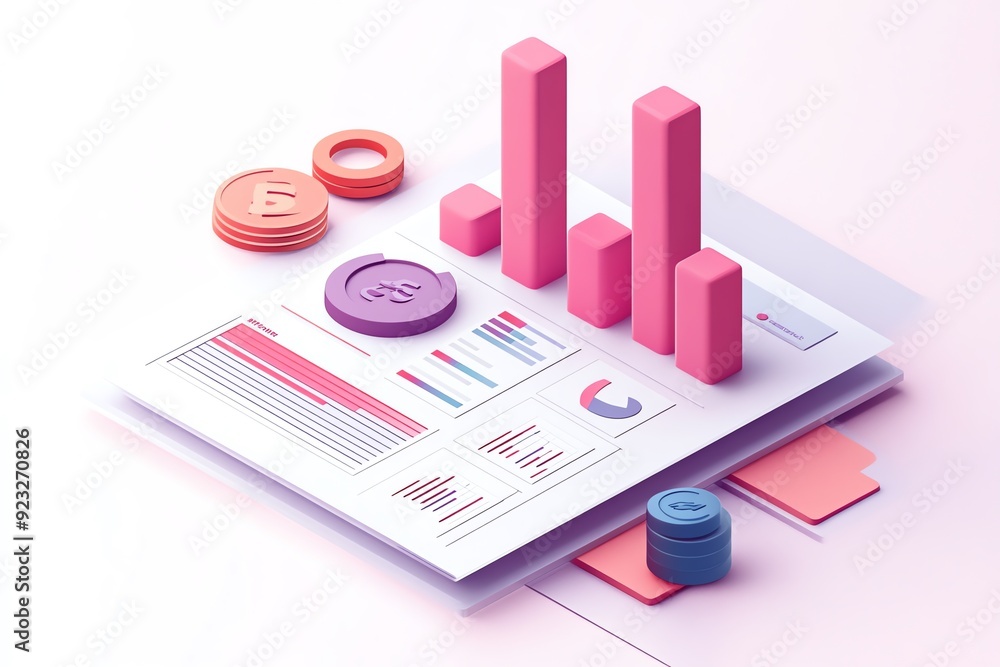 3D Illustration of Business Data and Charts. 3D Illustration of Business Data and Charts.