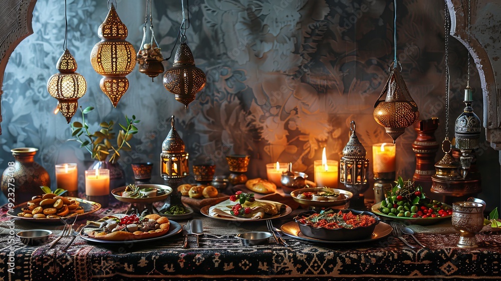 Fototapeta premium Arabic and Middle Eastern dinner table background