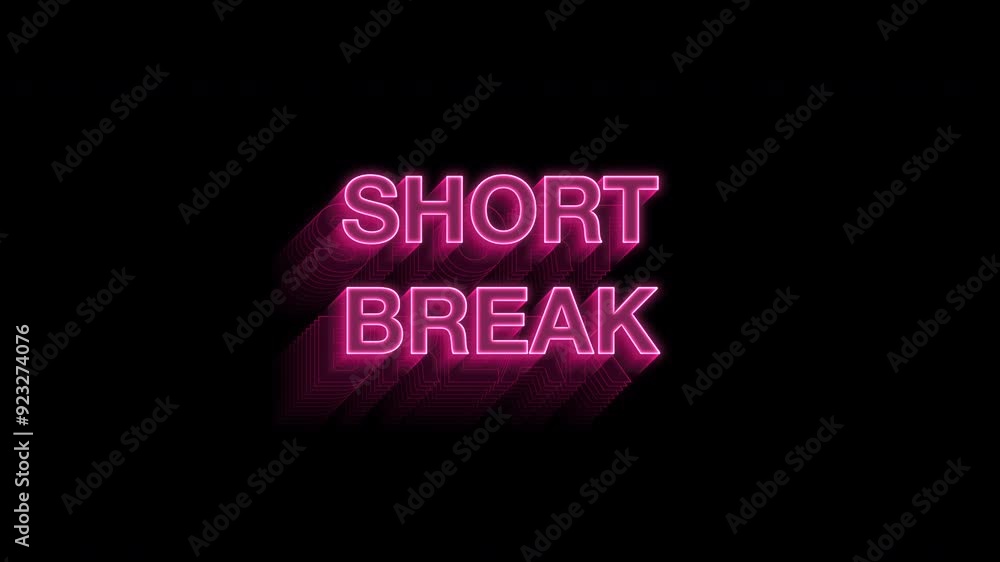 Short Break Kinetic Glowing Stream And Podcast Title Loop On Black Background. Short Break Kinetic Glowing Stream And Podcast Title Loop On Black Background.