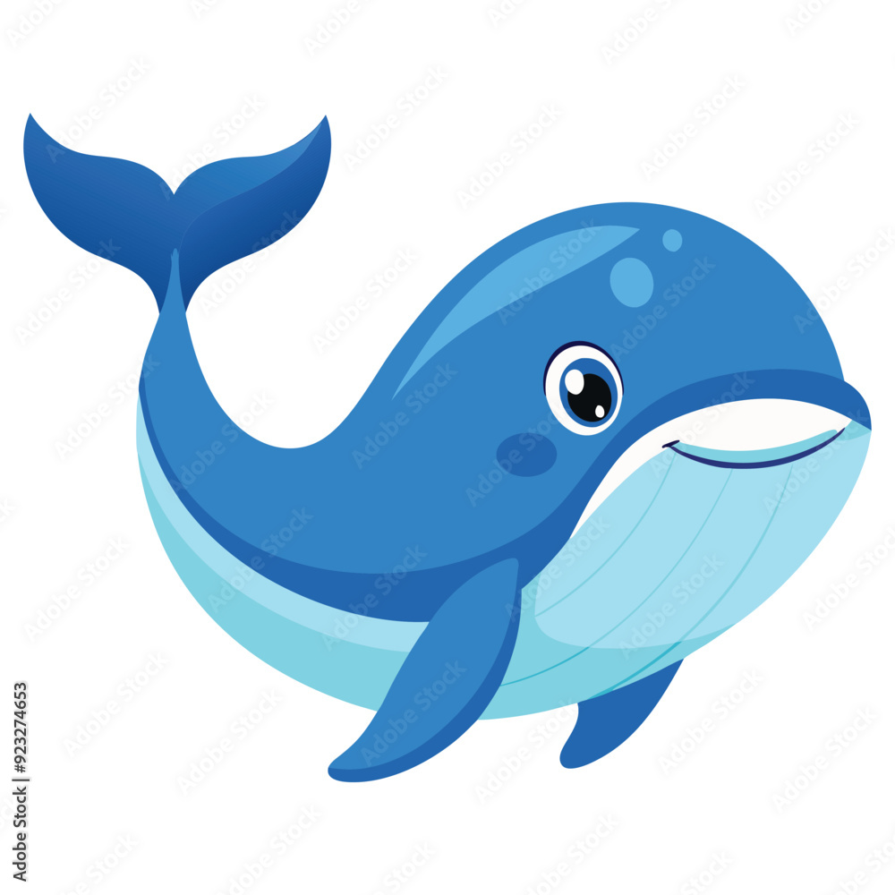 Naklejka premium Cute Whale Swimming Cartoon Vector Icon Illustration