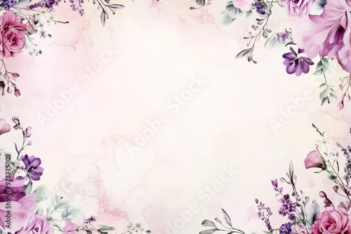 Elegant floral border with vibrant flowers lush greenery on light background. Ideal for decorative designs wedding invitations or romantic designs valentines day, mother's day, women's day