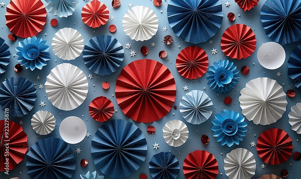 happy labor day independence day veterans day banner design flat lay red white,blue usa paper fans isolated on white background. happy labor day independence day veterans day banner design flat lay red white,blue usa paper fans isolated on white background.