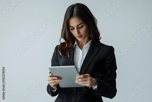 Confident Businesswoman with Laptop in Modern Office