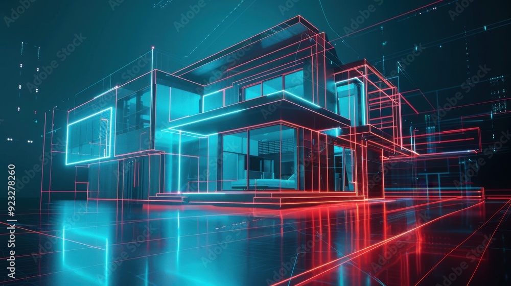 3d design of a smart eco house. 3d design of a smart eco house.