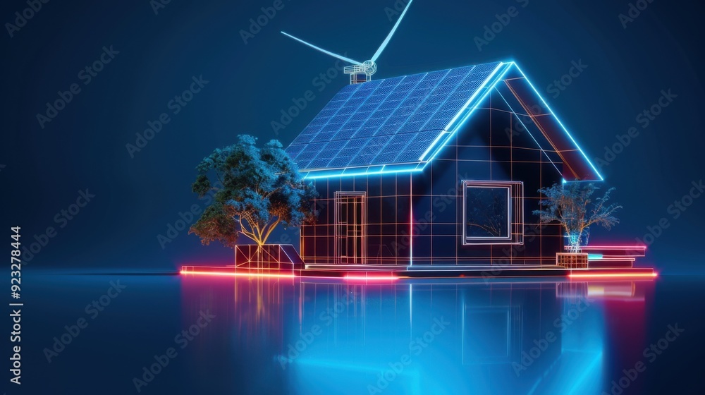 3d design of a smart eco house. 3d design of a smart eco house.