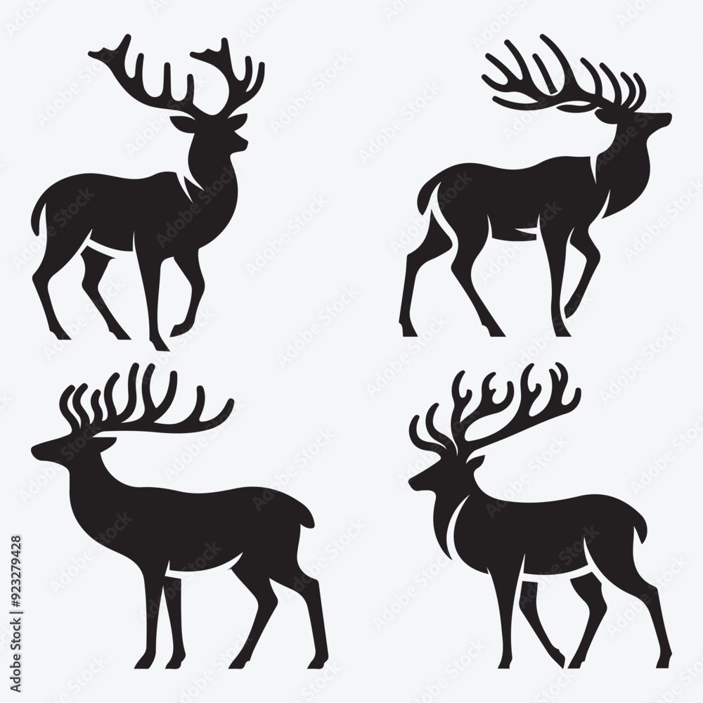 Black Deer Silhouette Bundle Logo Illustration Clipart Black Deer Silhouette Bundle Logo Illustration Clipart