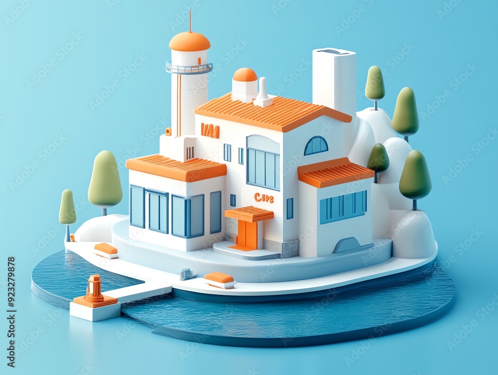 3D Render of a Cute Cafe by the Sea. 3D Render of a Cute Cafe by the Sea.