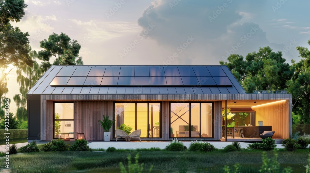 3d design of a smart eco house. 3d design of a smart eco house.