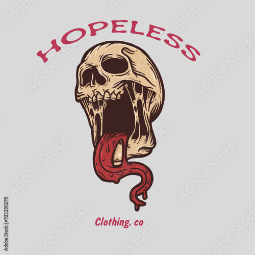 Hopeless skull Illustration for T-Shirt, poster, sticker, street wear, urban style, etc
