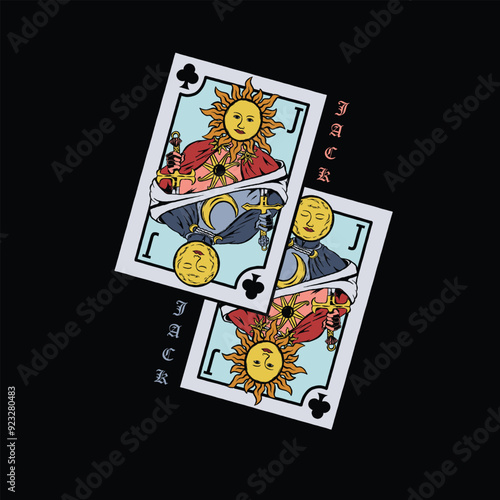 Jack Card Sun God Cartoon Vector Illustration