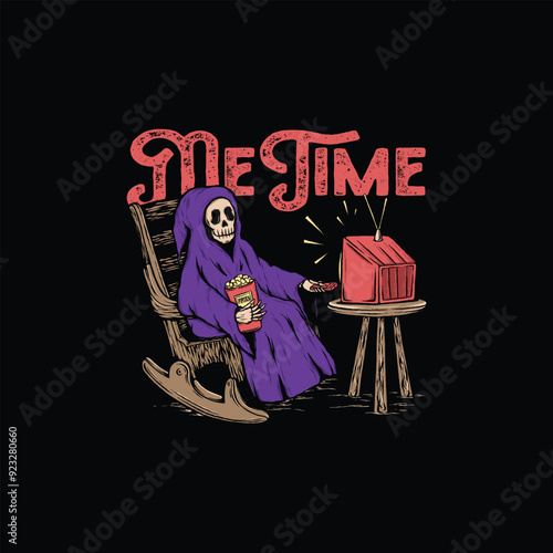 Grim Reaper Skull Me times Watching Television Shows