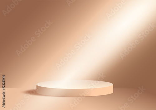 Minimal display background with spotlight shining down on an empty podium