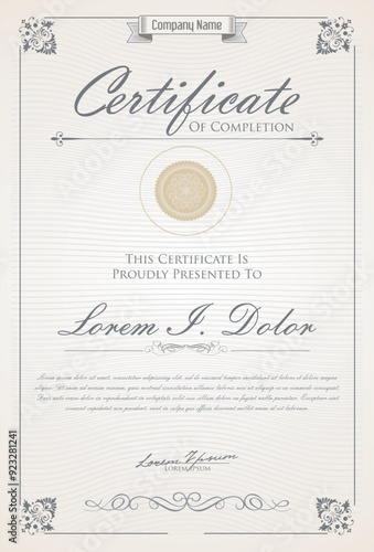 Certificates of appreciation template design with luxury badge. For award, business, and education needs. Diploma vector template