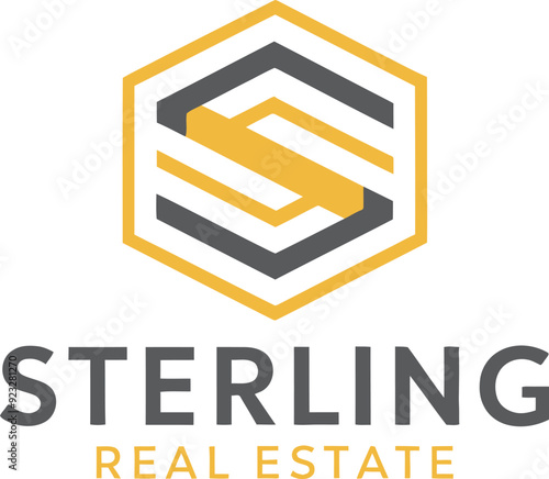 Gradient real estate logo design called sterline. AI generative.