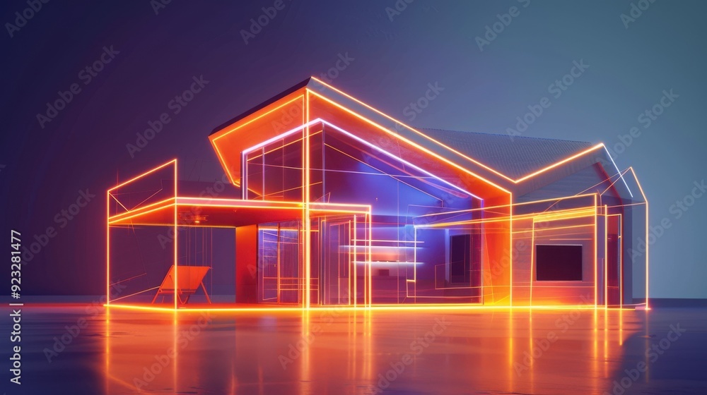 3d design of a smart eco house. 3d design of a smart eco house.
