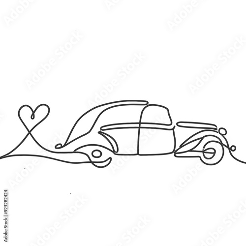 line drawing happy couple riding car going on road trip