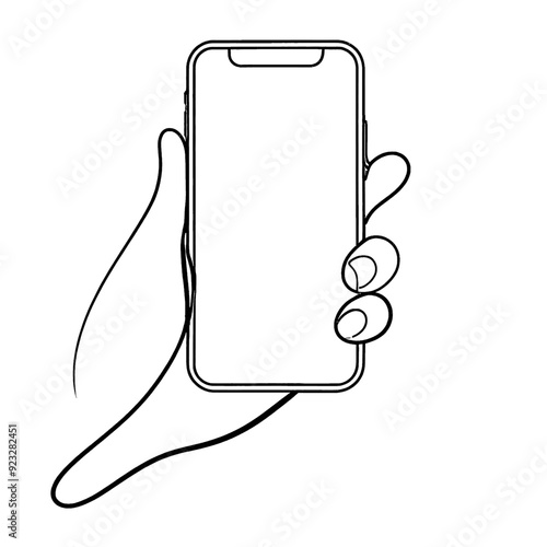 Continuous one line drawing of gesture hands and touch the screen of smartphone.. Gadget device concept