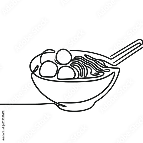 Bakso or baso is an Indonesian meatball. Indonesian Food Line Art